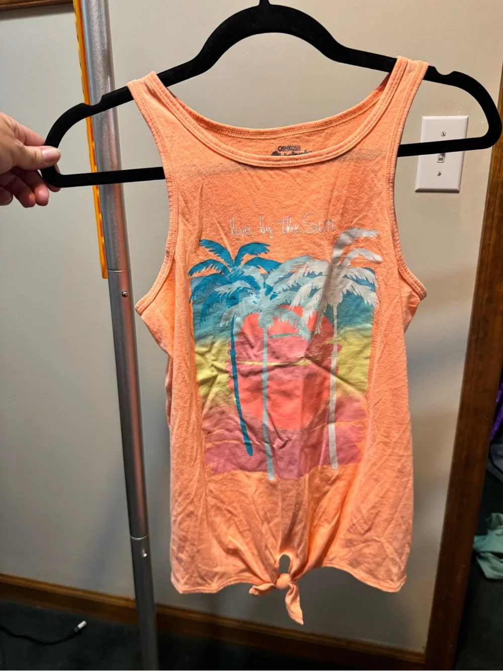 OshKosh B'gosh Peach Palm Tree Graphic Knot Tank Top